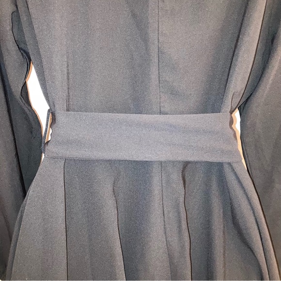 NEW Formal Black Bow Faux Wrap Long Sleeve Sexy Fit Flare Spring Cocktail Dress - Picture 13 of 17